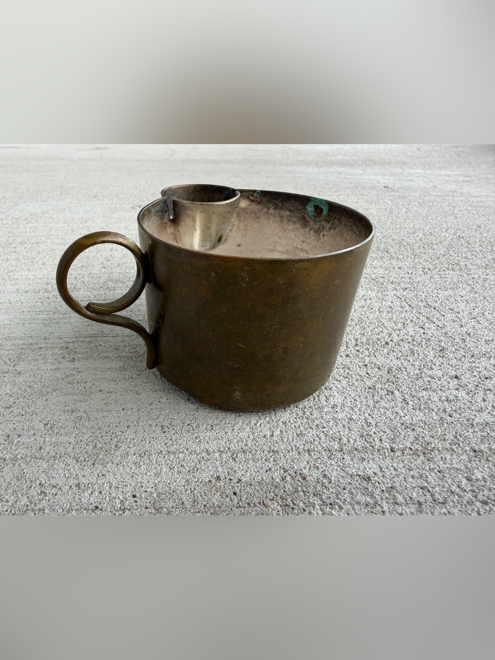 Vintage Mexican Brass Chamberstick Candle Holder Finger Loop Handle Hecho en Mex